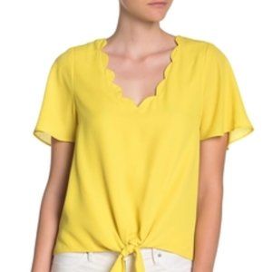 Socialite Tie Front Yellow Blouse